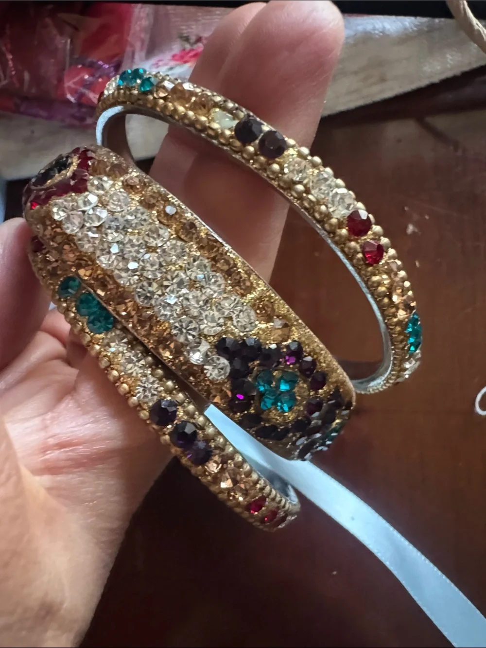 Gold-Tone Multicolor Crystal Bangle Set - Women Jewelry